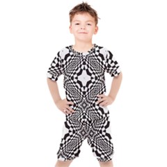 Tile Repeating Pattern Texture Kids  Tee And Shorts Set by Ndabl3x