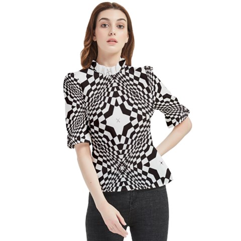 Tile Repeating Pattern Texture Frill Neck Blouse by Ndabl3x