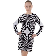 Tile Repeating Pattern Texture Long Sleeve Hoodie Dress