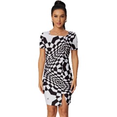 Tile Repeating Pattern Texture Fitted Knot Split End Bodycon Dress by Ndabl3x