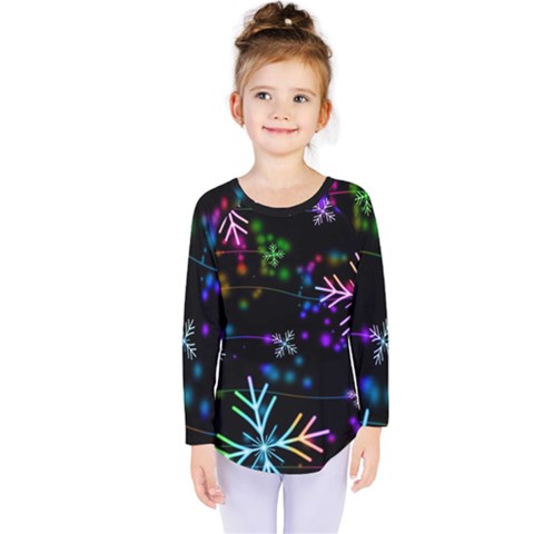 Snowflakes Snow Winter Christmas Kids  Long Sleeve Tee by Ndabl3x