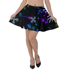 Snowflakes Snow Winter Christmas Velvet Skater Skirt by Ndabl3x