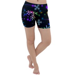 Snowflakes Snow Winter Christmas Lightweight Velour Yoga Shorts by Ndabl3x