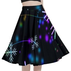 Snowflakes Snow Winter Christmas A-line Full Circle Midi Skirt With Pocket by Ndabl3x