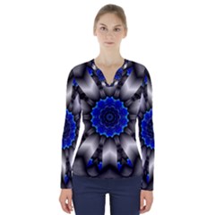 Kaleidoscope Abstract Round V-neck Long Sleeve Top by Ndabl3x