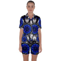 Kaleidoscope Abstract Round Satin Short Sleeve Pajamas Set