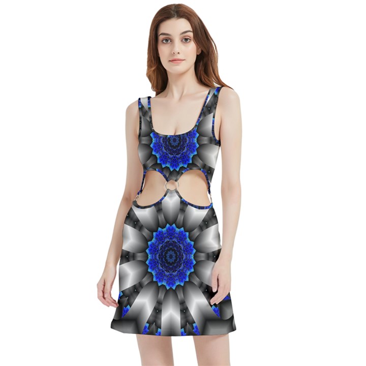 Kaleidoscope Abstract Round Velour Cutout Dress