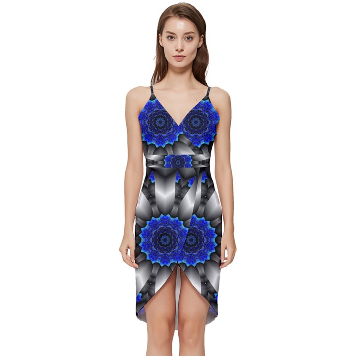 Kaleidoscope Abstract Round Wrap Frill Dress