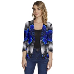 Kaleidoscope Abstract Round Women s One-button 3/4 Sleeve Short Jacket by Ndabl3x