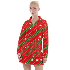 Christmas Paper Star Texture Women s Long Sleeve Casual Dress by Ndabl3x