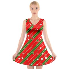 Christmas Paper Star Texture V-neck Sleeveless Dress by Ndabl3x