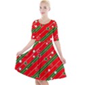 Christmas Paper Star Texture Quarter Sleeve A-Line Dress View1