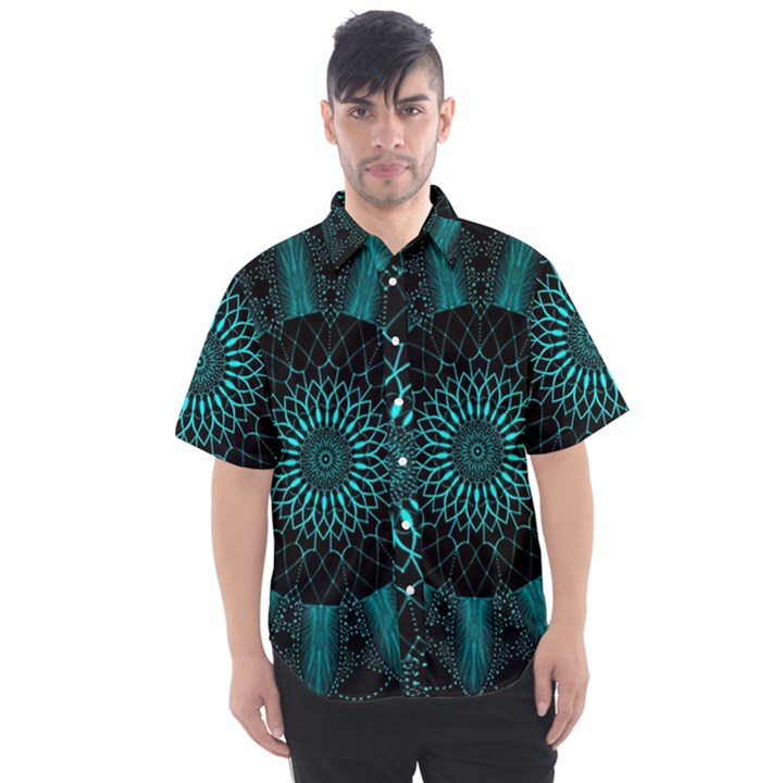 Ornament District Turquoise Men s Short Sleeve Shirt