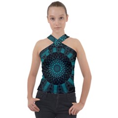 Ornament District Turquoise Cross Neck Velour Top by Ndabl3x