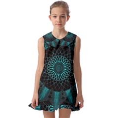 Ornament District Turquoise Kids  Pilgrim Collar Ruffle Hem Dress by Ndabl3x