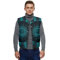 Ornament District Turquoise Men s Short Button Up Puffer Vest	