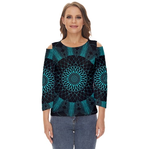 Ornament District Turquoise Cut Out Wide Sleeve Top by Ndabl3x