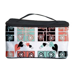 Mint Black Coral Heart Paisley Cosmetic Storage Case by Ndabl3x