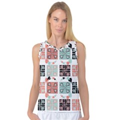 Mint Black Coral Heart Paisley Women s Basketball Tank Top by Ndabl3x