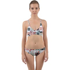 Mint Black Coral Heart Paisley Wrap Around Bikini Set by Ndabl3x