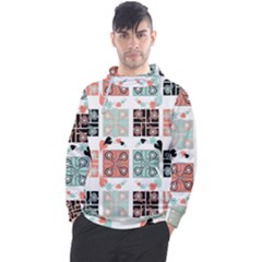 Mint Black Coral Heart Paisley Men s Pullover Hoodie by Ndabl3x