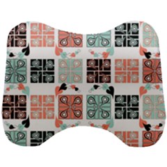 Mint Black Coral Heart Paisley Head Support Cushion by Ndabl3x