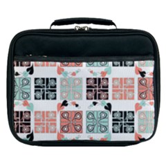 Mint Black Coral Heart Paisley Lunch Bag