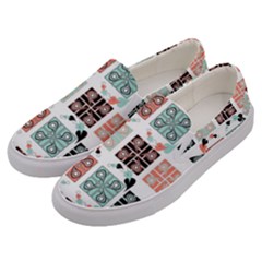 Mint Black Coral Heart Paisley Men s Canvas Slip Ons by Ndabl3x