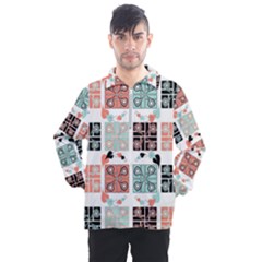 Mint Black Coral Heart Paisley Men s Half Zip Pullover by Ndabl3x