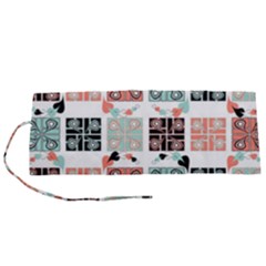 Mint Black Coral Heart Paisley Roll Up Canvas Pencil Holder (s) by Ndabl3x