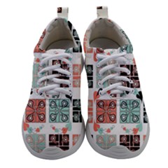 Mint Black Coral Heart Paisley Women Athletic Shoes by Ndabl3x