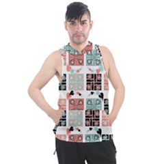 Mint Black Coral Heart Paisley Men s Sleeveless Hoodie by Ndabl3x