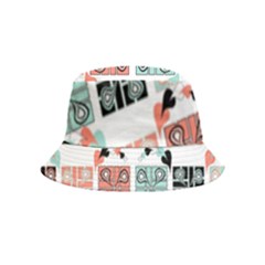 Mint Black Coral Heart Paisley Bucket Hat (kids) by Ndabl3x