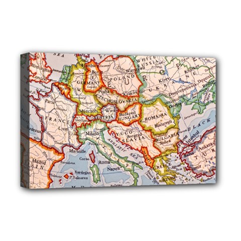 Map Europe Globe Countries States Deluxe Canvas 18  X 12  (stretched) by Ndabl3x