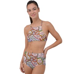 Map Europe Globe Countries States High Waist Tankini Set by Ndabl3x