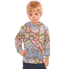 Map Europe Globe Countries States Kids  Hooded Pullover by Ndabl3x