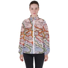 Map Europe Globe Countries States Women s High Neck Windbreaker by Ndabl3x