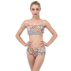 Map Europe Globe Countries States Layered Top Bikini Set by Ndabl3x