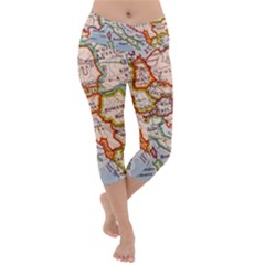 Map Europe Globe Countries States Lightweight Velour Capri Yoga Leggings by Ndabl3x