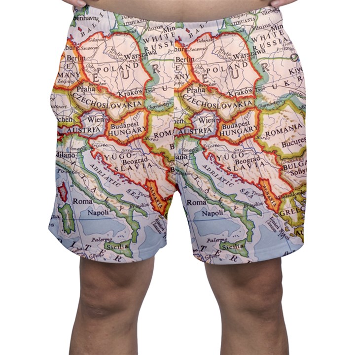 Map Europe Globe Countries States Men s Shorts