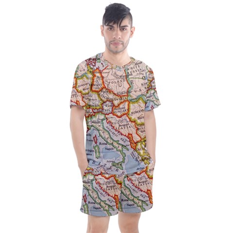 Map Europe Globe Countries States Men s Mesh Tee And Shorts Set by Ndabl3x