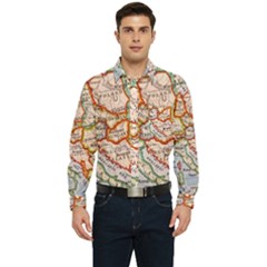 Map Europe Globe Countries States Men s Long Sleeve Pocket Shirt  by Ndabl3x