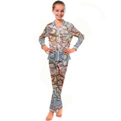 Map Europe Globe Countries States Kids  Satin Long Sleeve Pajamas Set by Ndabl3x