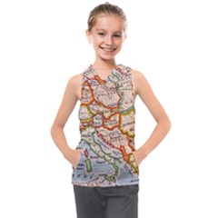 Map Europe Globe Countries States Kids  Sleeveless Hoodie by Ndabl3x