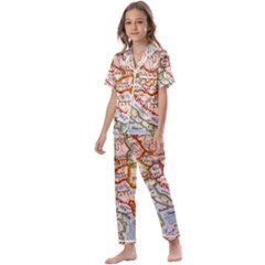 Map Europe Globe Countries States Kids  Satin Short Sleeve Pajamas Set by Ndabl3x