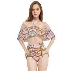 Map Europe Globe Countries States Halter Flowy Bikini Set  by Ndabl3x