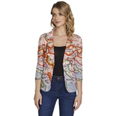 Map Europe Globe Countries States Women s One-button 3/4 Sleeve Short Jacket by Ndabl3x