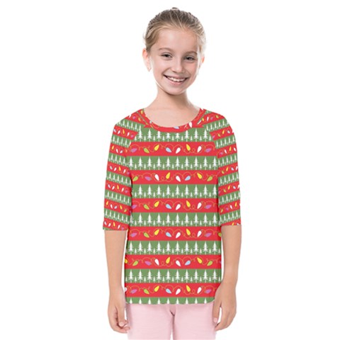 Christmas Papers Red And Green Kids  Quarter Sleeve Raglan Tee by Ndabl3x