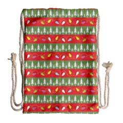 Christmas Papers Red And Green Drawstring Bag (large) by Ndabl3x