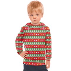 Christmas Papers Red And Green Kids  Hooded Pullover by Ndabl3x